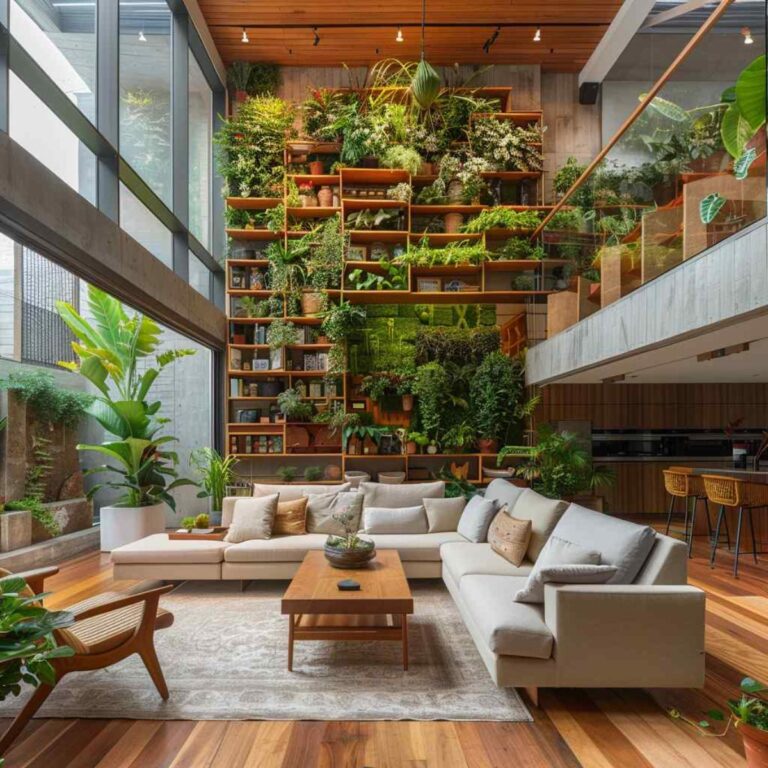 Ideas de salas de estar modernas que combinan elementos naturales y ...