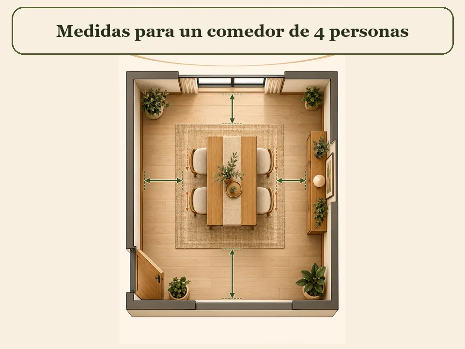 Medidas para un comedor de 4 personas