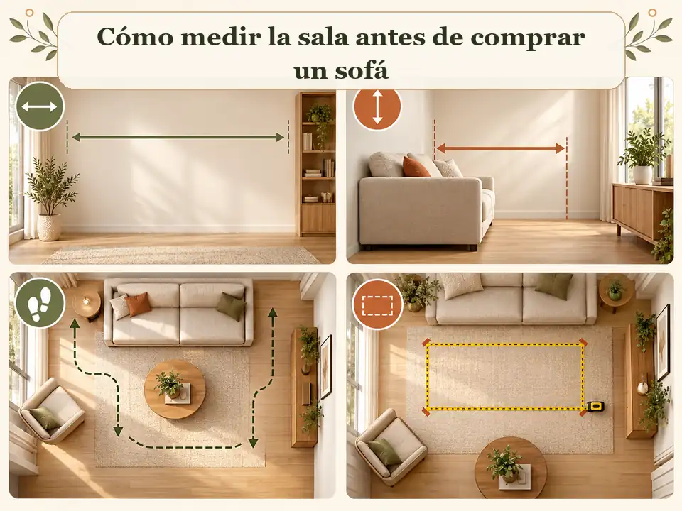 Cómo medir la sala antes de comprar un sofá