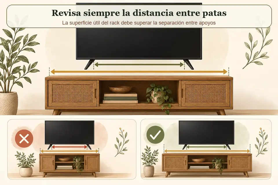 Distancia entre las patas del televisor