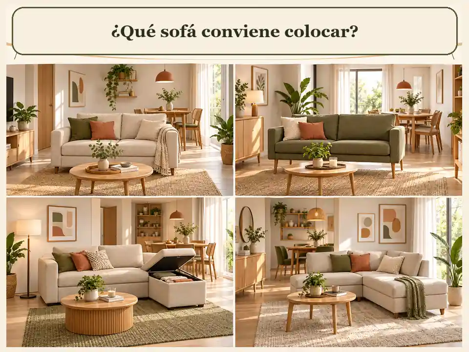 Qué sofá conviene colocar en una sala comedor pequeña