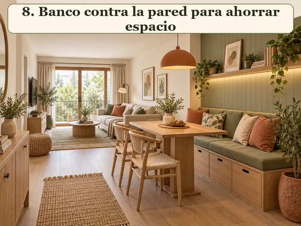 Banco contra la pared para ahorrar espacio