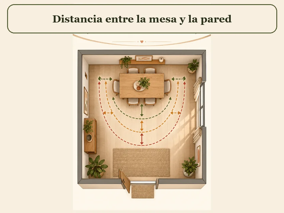 Distancia entre la mesa y la pared
