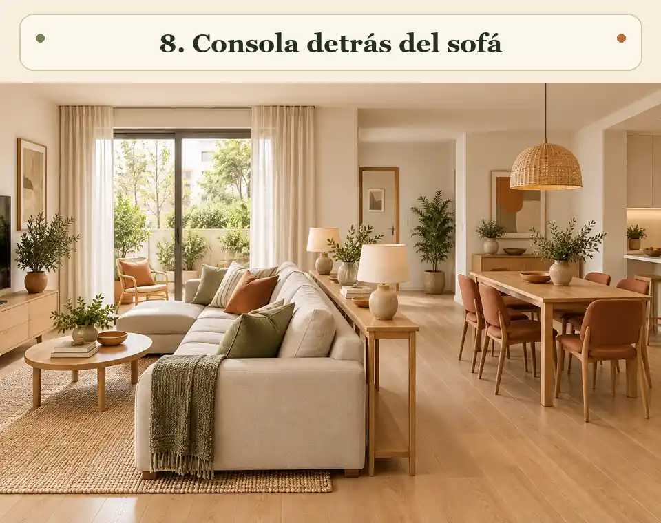 Consola detrás del sofá