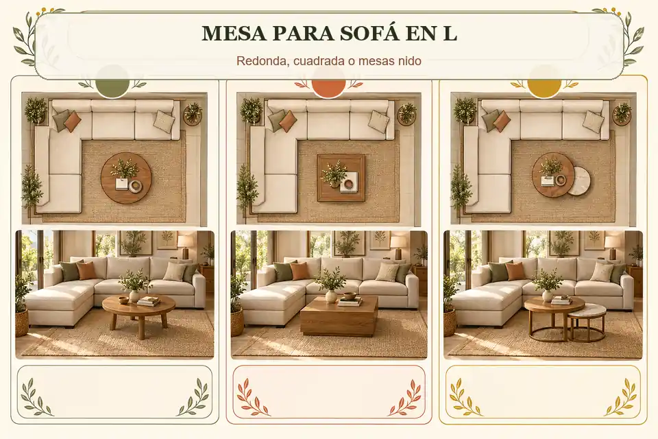 Opciones de mesa de centro para sofá en L