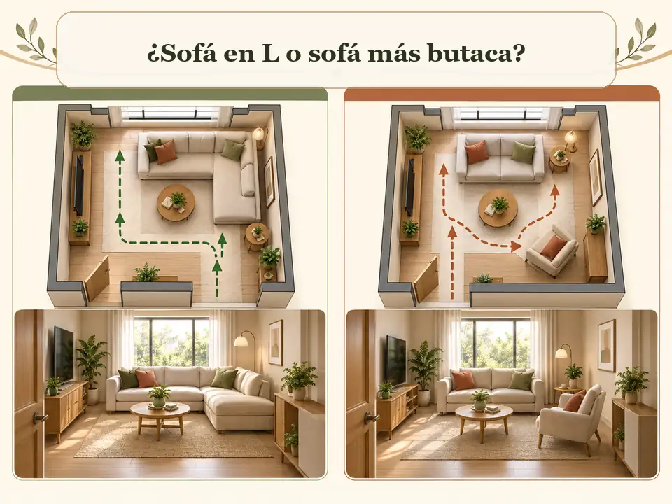 Comparación entre sofá en L y sofá con butaca