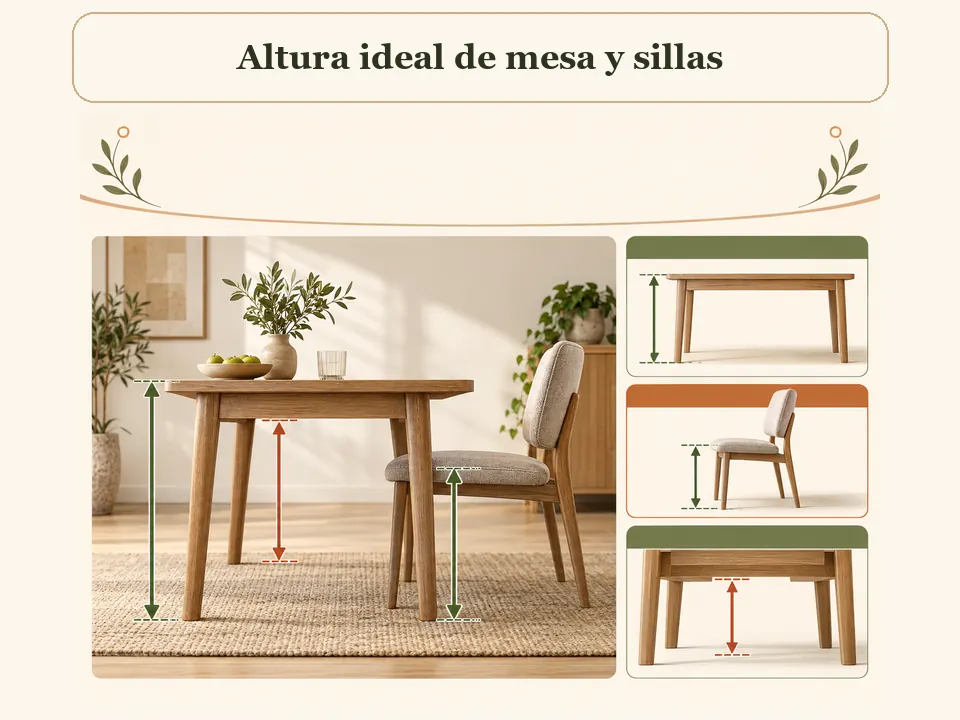 Altura ideal de mesa de comedor y sillas