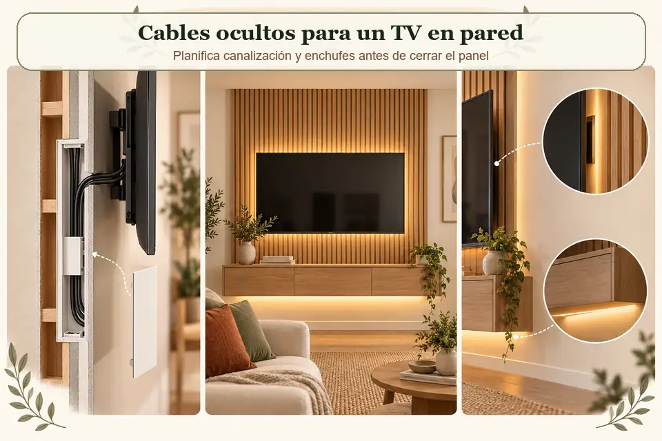 Cables ocultos detrás del televisor