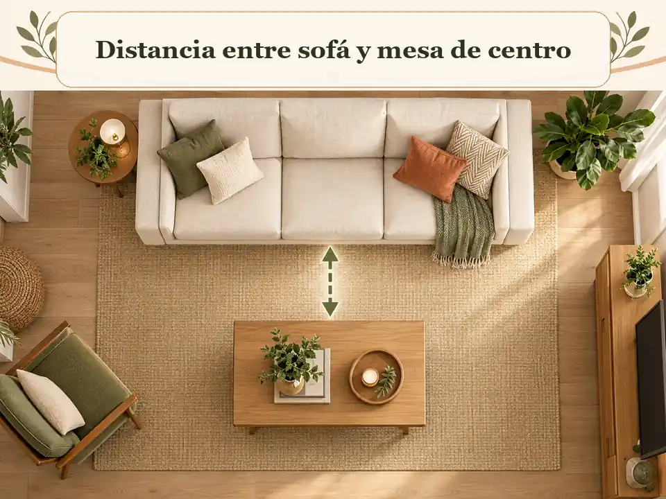 Distancia entre sofá y mesa de centro
