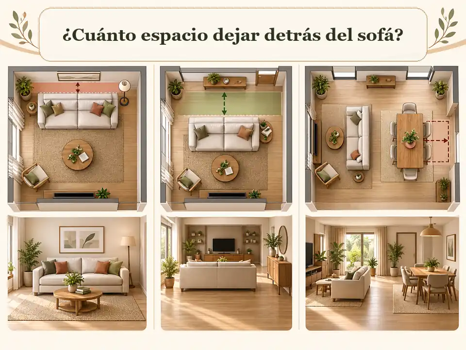 Espacio de circulación detrás del sofá