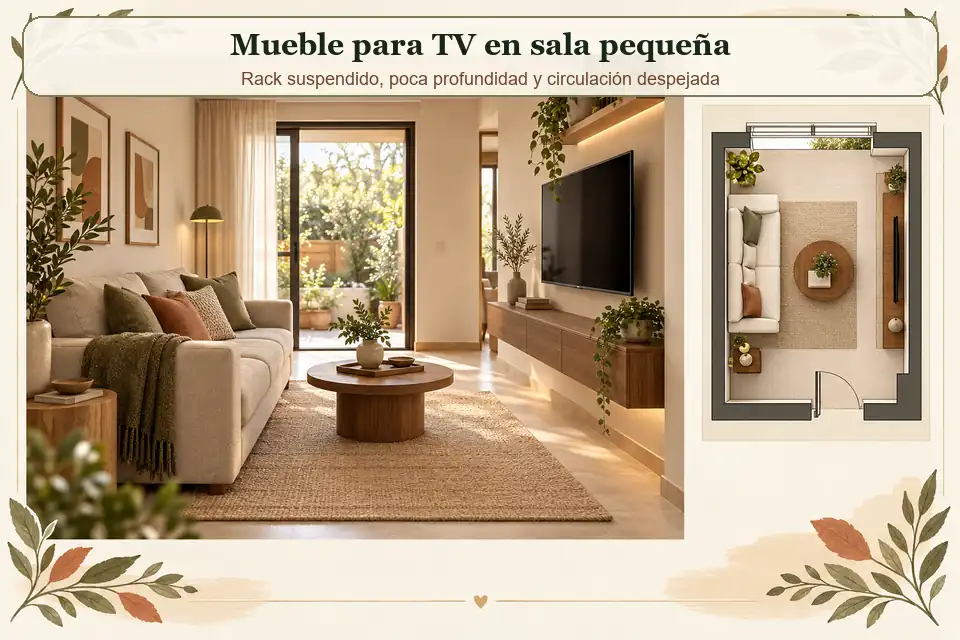 Mueble para TV en una sala pequeña