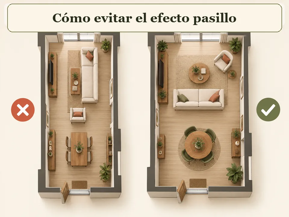 Comparación en plano para evitar el efecto pasillo