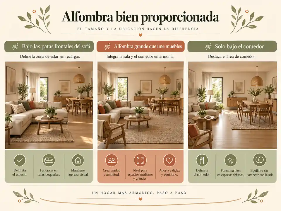 Alfombras bien proporcionadas para sala comedor