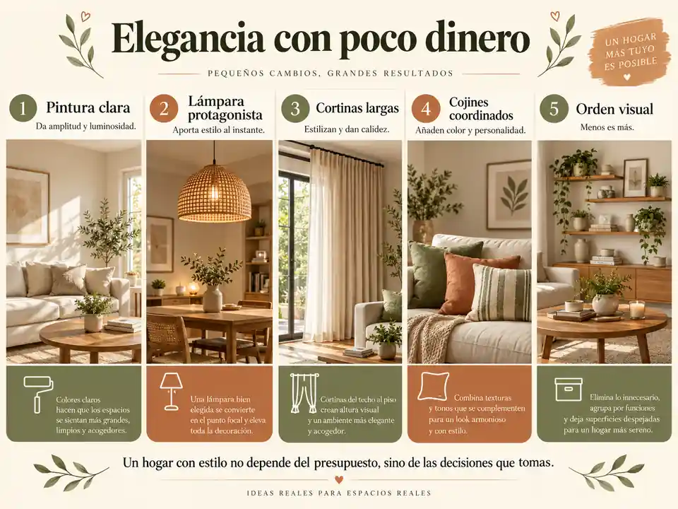Ideas económicas para lograr una sala comedor elegante
