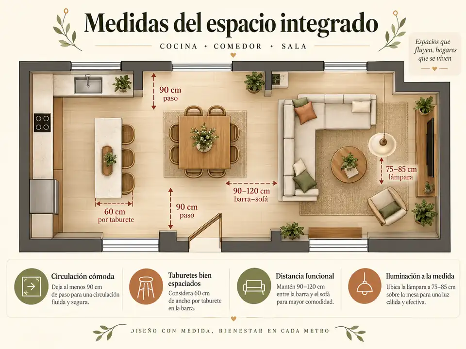 Medidas del espacio integrado para una circulación cómoda