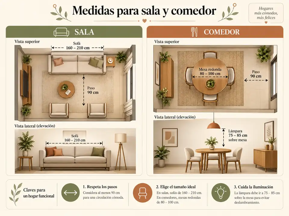 Medidas orientativas para sala y comedor
