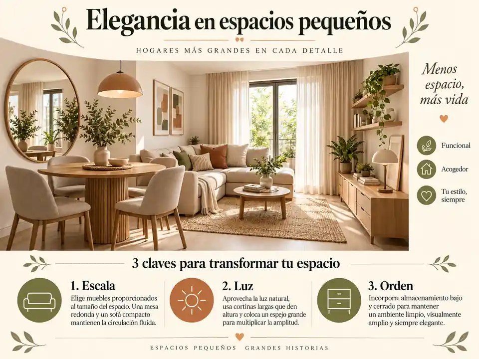 Sala comedor moderna y elegante en un espacio pequeño