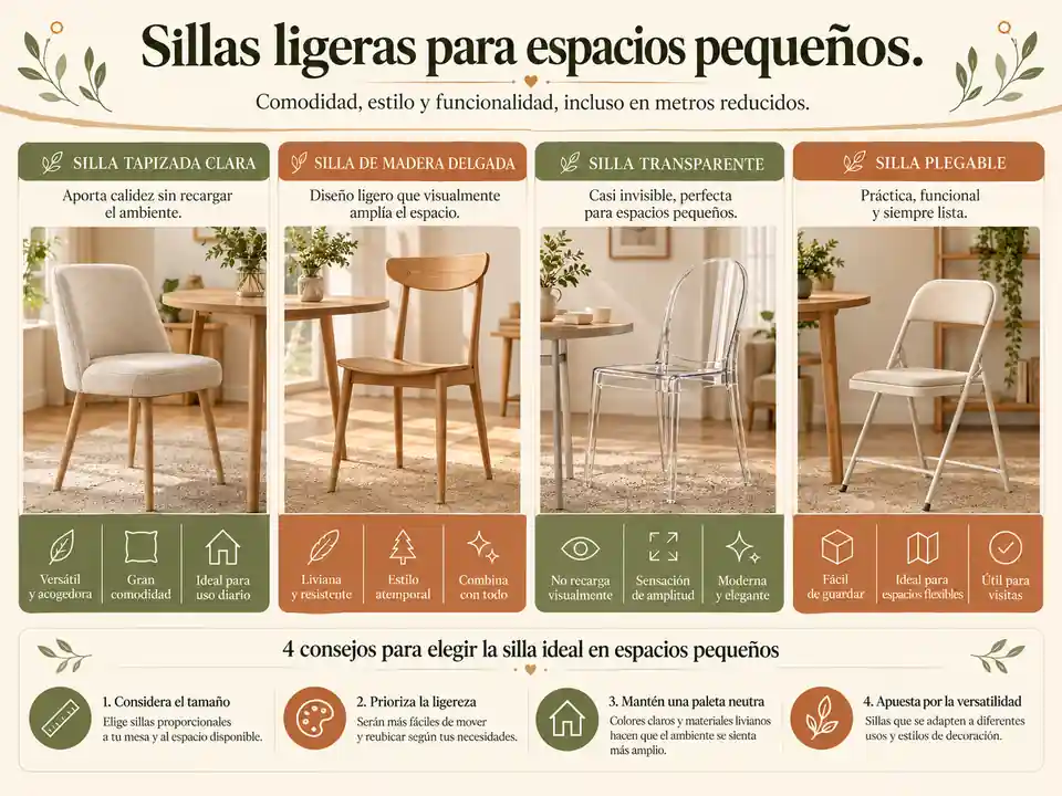 Sillas ligeras para espacios pequeños